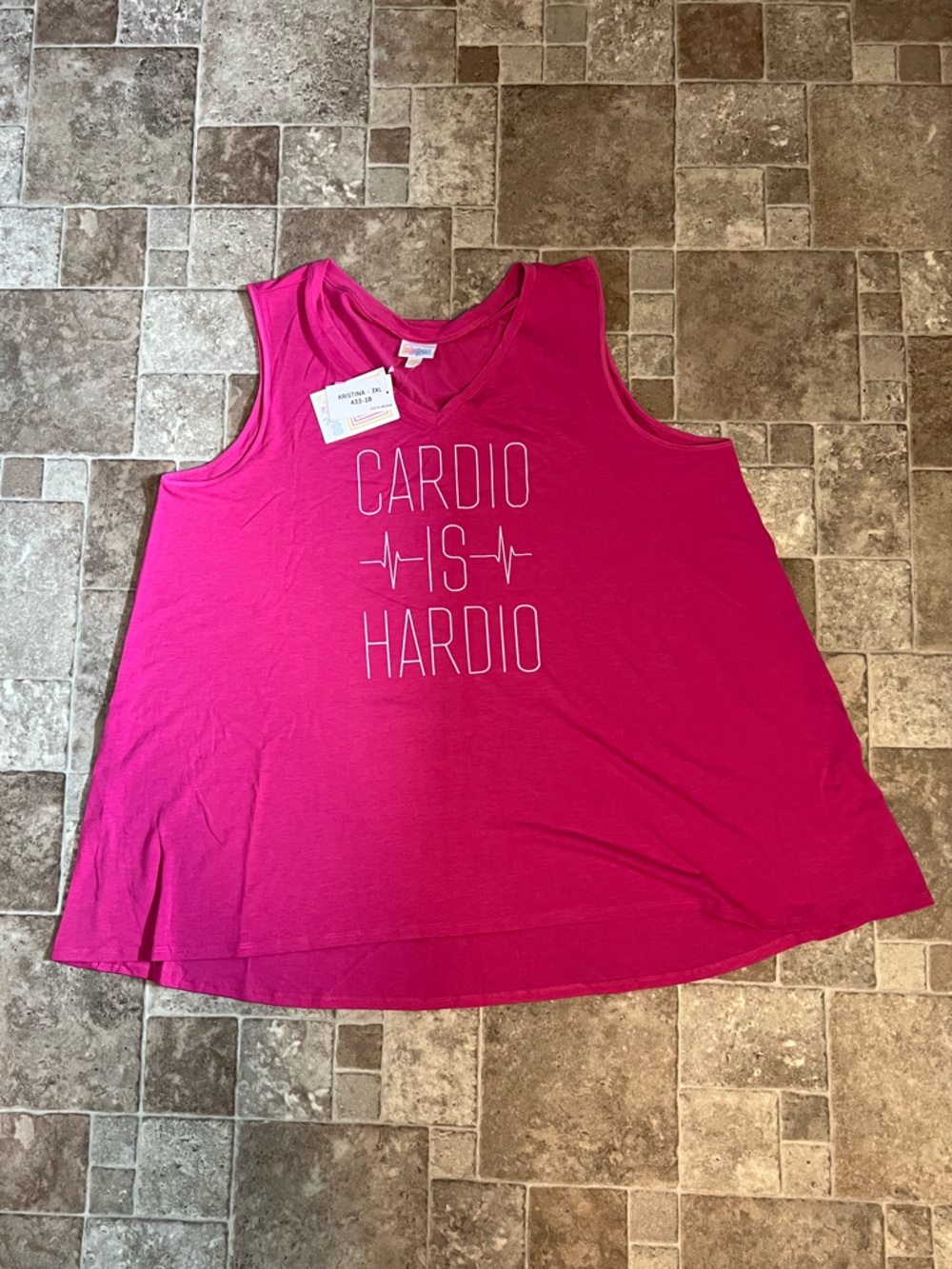 NWT 3X LuLaRoe Kristina Tank Top "Cardio Is Hardio"